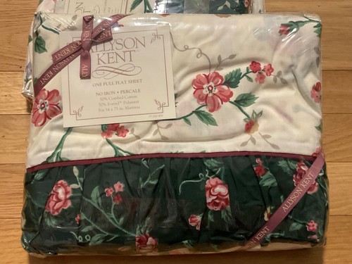NEW Allyson Kent Stevens Floral CHELSEA Full Flat, Fitted Sheet 2-Full Cases - Picture 2 of 14