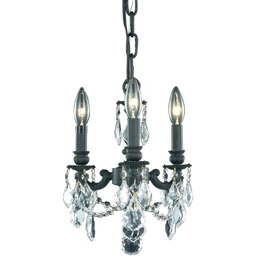 Dark Bronze Crystal Pendant 3 Light Fixture Bathroom Bedroom Kitchen Chandelier - Picture 1 of 2