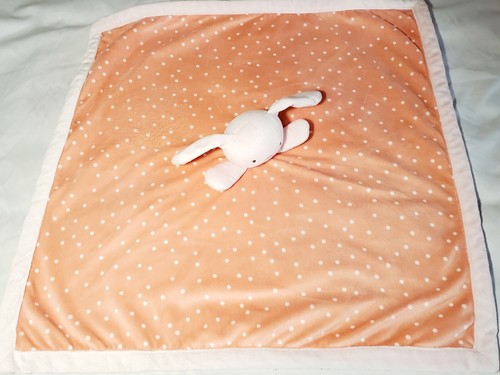 23x23 Modern Moments by Gerber Bunny Rabbit Plush Lovey Pink Coral Polka Dot Big - Picture 5 of 14