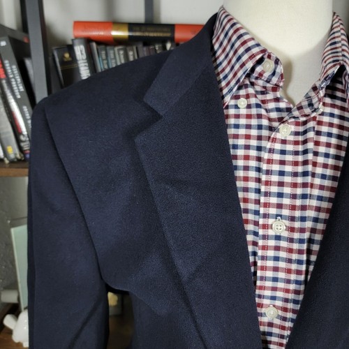 Chaps Men's Sport Coat Blazer Two Button Flannel Wool Silk Cashmere Navy 48L - Picture 4 of 19