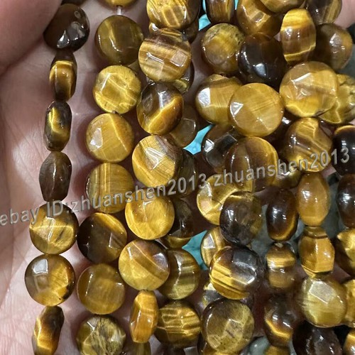 8-16mm Natural Flat Round Faceted Gemstone Coin Loose Beads for Jewelry Making - Picture 15 of 54