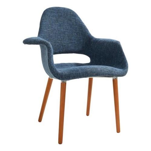 Mid-Century Modern Dining Flared Arm Accent Chair Twill Tweed Woven Fabric - Picture 4 of 41