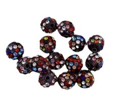 Multicolor Clay Rhinestone Beads Round 10mm Qty:15
