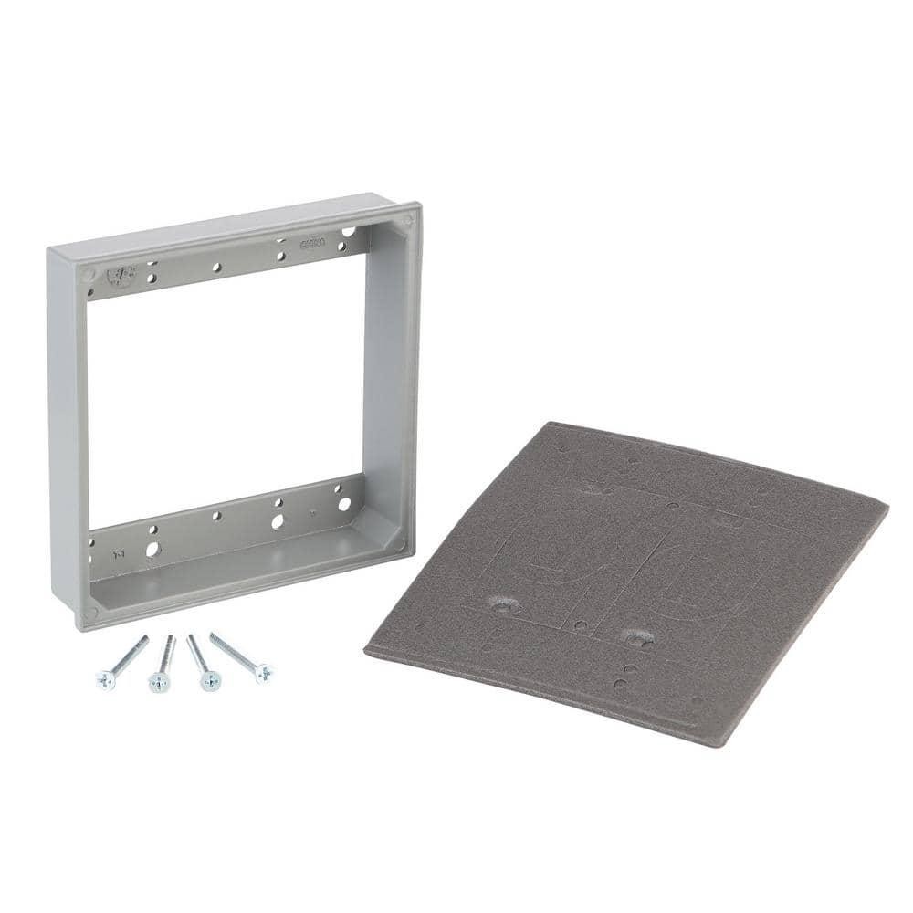 Electrical Box Extension Ring 2 Gang Metal Weatherproof Outdoor Gray Steel Mount