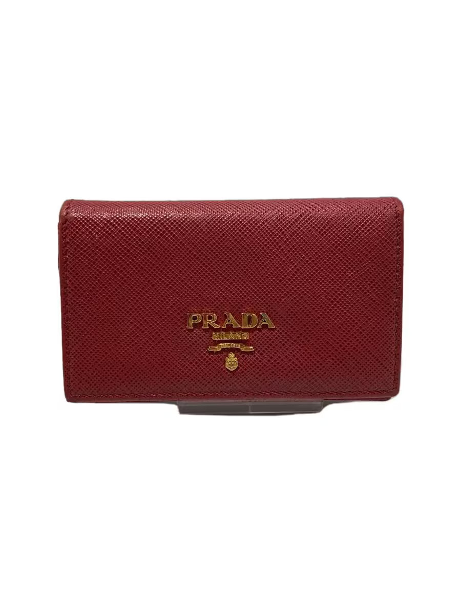 PRADA Card Case Leather RED Plain Women's 1MC122