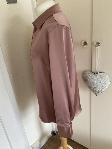 LIPSY SatIn Shirt Blouse Dusky Pink Size 14 - Picture 6 of 6