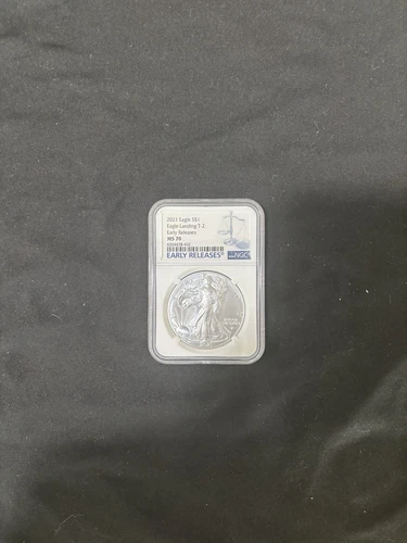 2021 American Silver Eagle Landing T-2 NGC MS70 Early Releases Blue Label