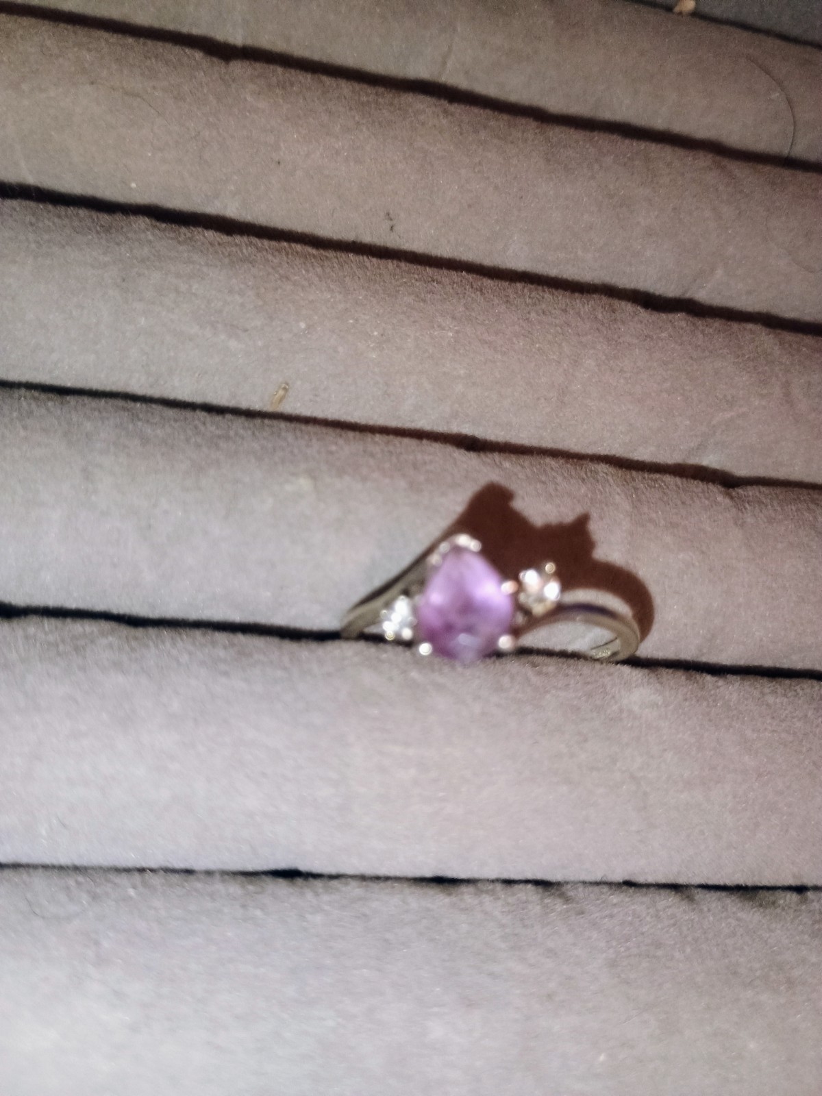 Pear ShapedAmethyst Ring With 2 Tiny Diamonds - image 1