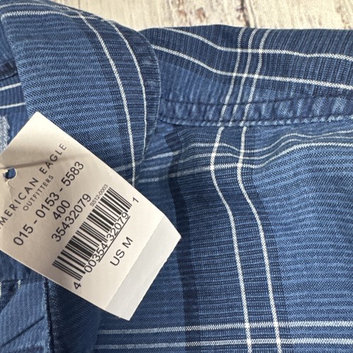 NWT AMERICAN EAGLE SUPER SOFT BUTTON SHIRT MEN'S SIZE M PLAID LONG SLEEVE - Picture 5 of 14
