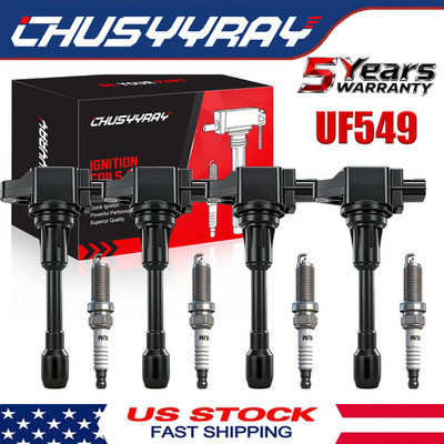 4 UF549 For Nissan Altima Sentra rogue versa Spark Plugs and Ignition Coil packs