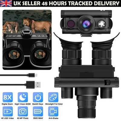 600M Military Night Vision 8/4X Zoom Binoculars Head Mount Goggles built-in OLED - Image 1 of 4