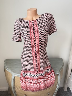 Classic Timeless Coastal Pink Shift T Dress Womens 6 M Stretch Easy Sunday Chic