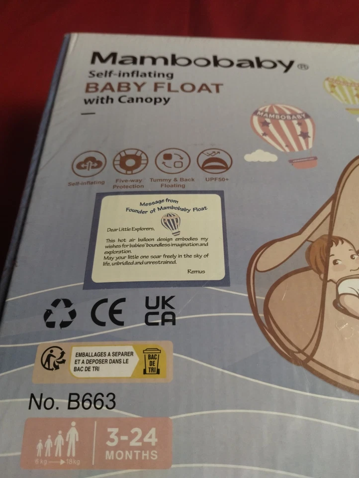 Flotador autoinflable Mambobaby con dosel flotador bebé para piscina - verde - nuevo  Foto 4 de 4