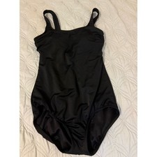 Lands End Black One Piece Swimsuit Womens Size 10 Tummy Control Lined Support