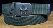 BSA Official Boy Scout Green Canvas Belt w/ Buckle Sz 36 or Smaller VGUC