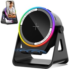 FBW Wireless Induction Speaker, 5-in-1 Bluetooth 5.3 Phone Stand with Black