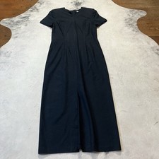 Coldwater Creek Dress Womens Size 10 Black Linen Blend Front Slit Maxi Vtg