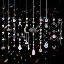 Sun Catchers, 10 Pcs Crystal Suncatcher Prism Multi-colored With Silver Base