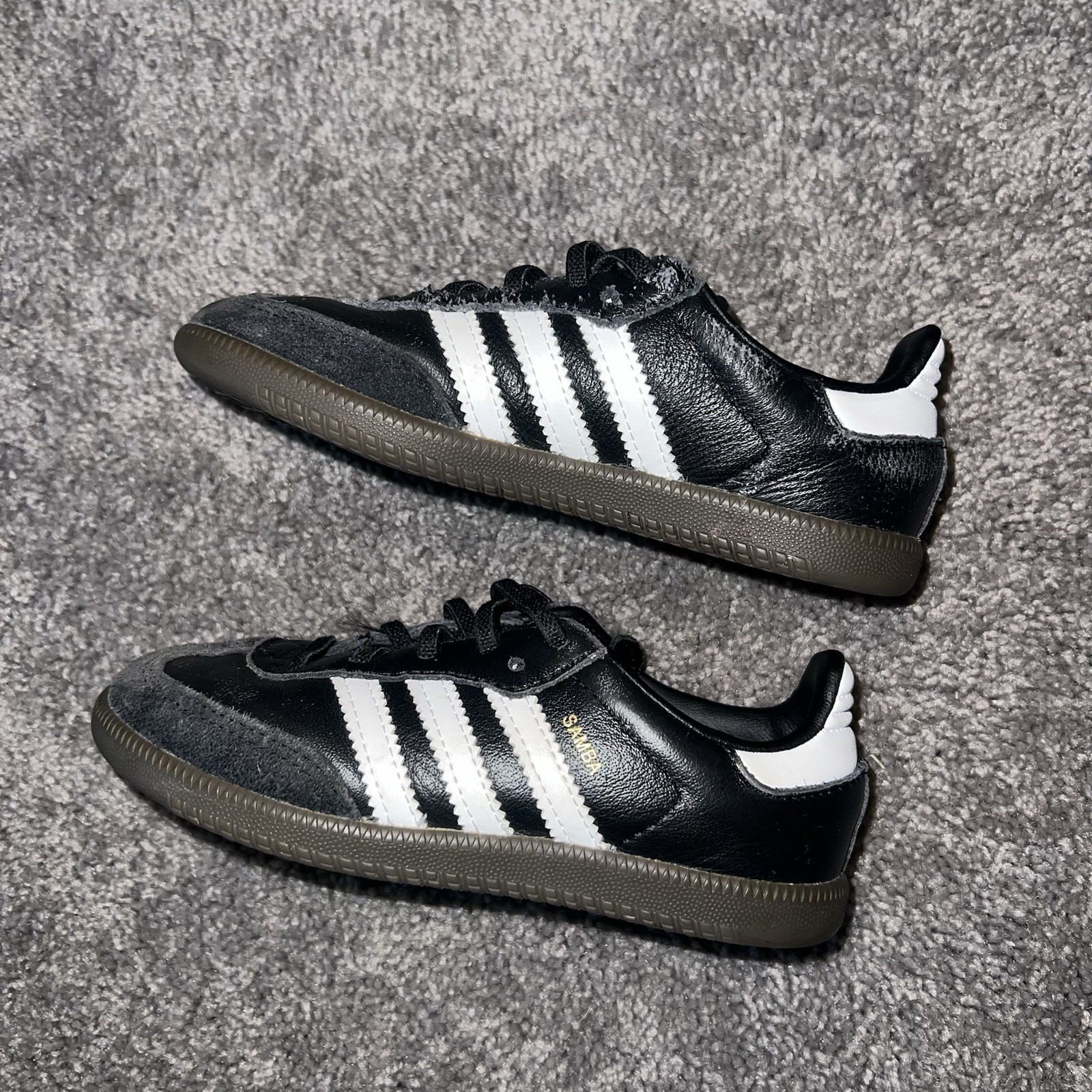 SAOLA Adidas Samba OG scarpa da ginnastica bambino 10k core nero bianco suola in gomma a righe