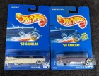 Vintage 1991 Hot Wheels ‘59 Cadillac Light Purple #266 & White #154 Mainline