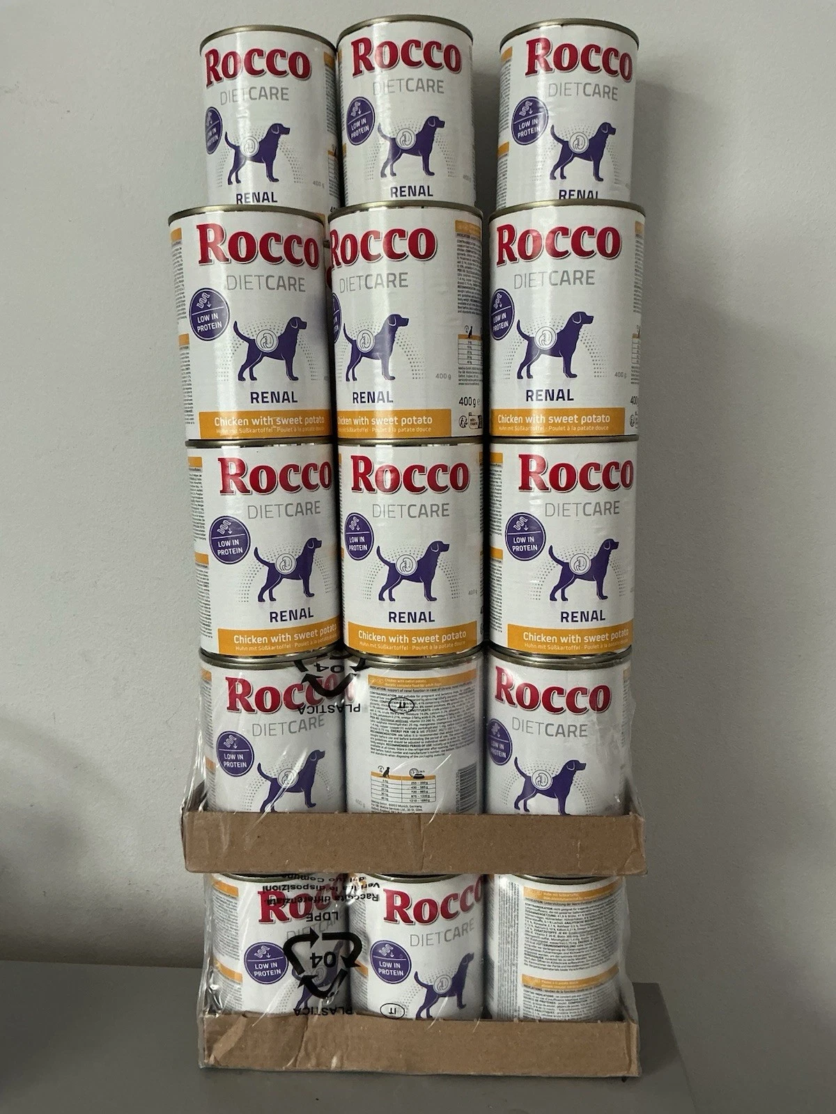 27 x Tins Rocco Renal Dog Food 400g Chicken and Sweet Potato Wet Dog Food NEW