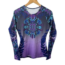 Athleta Top Women S Blue Purple Base Layer Spring Running Walking Active Geo