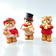 Enesco 1983 Christmas Caroling Bears Porcelain Lucy and Me Lucy Rigg Set Of 3