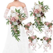 Wedding Bouquets for Bride, Set of 5, Bridesmaid Bouquet Artificial Flower Br...