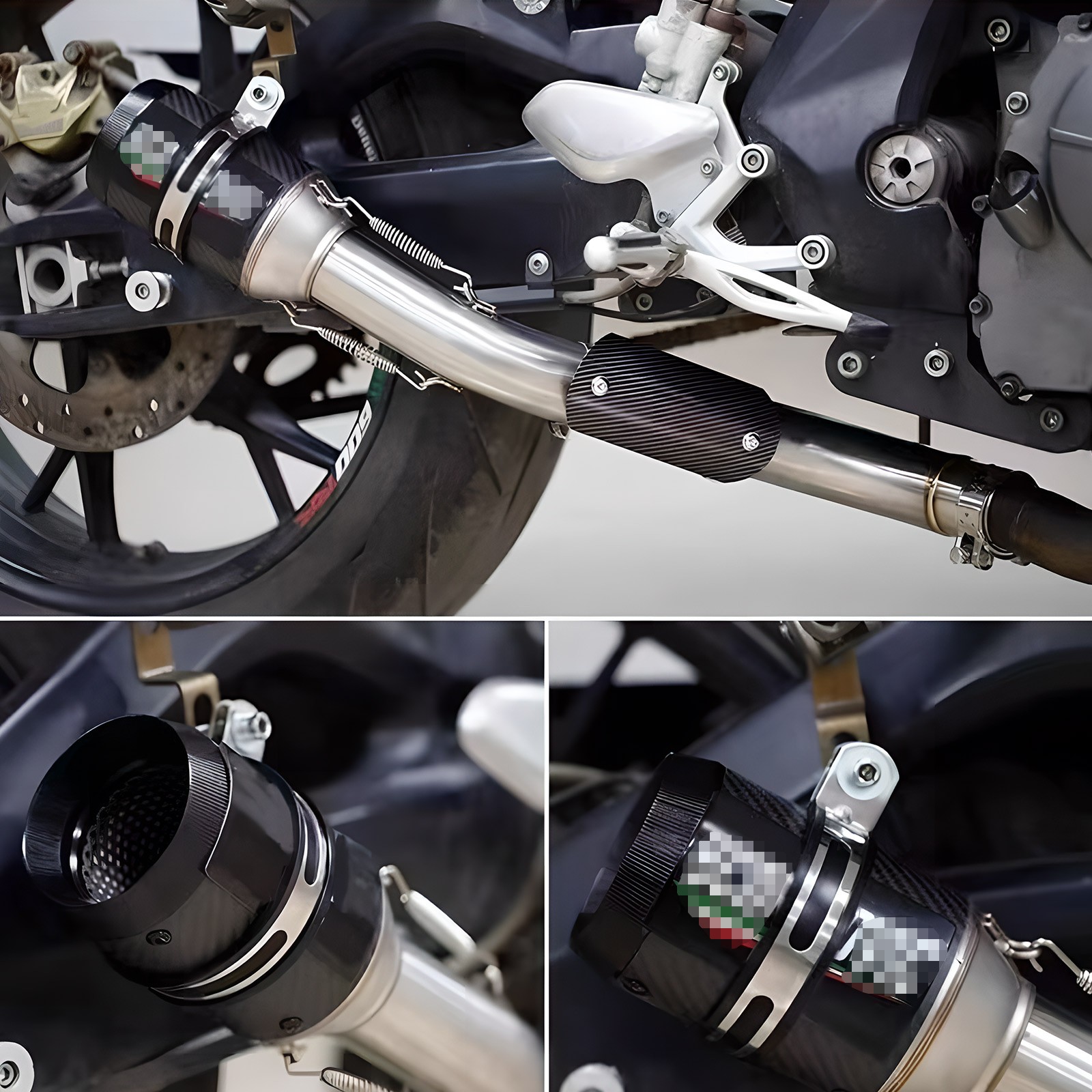 Slip-on 51mm 2" Universal Motorcycle Exhaust Muffler Pipe Tail Tips Carbon Fiber