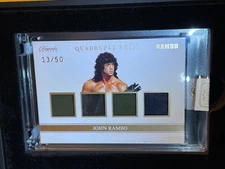 JOHN RAMBO Quad Relic Card #d 13/50 - Keepsake Rambo Premiere Edition