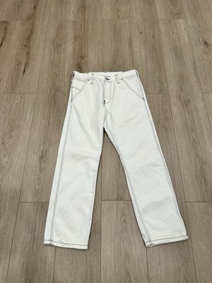 Carhartt Wip Chalk White Canvas Logo Trouser Pants Vintage Style 30x26