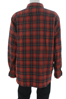 The North Face Mens Plaid Button Down Shirt Red Navy Blue Size Extra Large