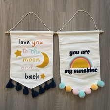 Wall Hanging Banner Fabric Embroidered Kids Nursery Girls