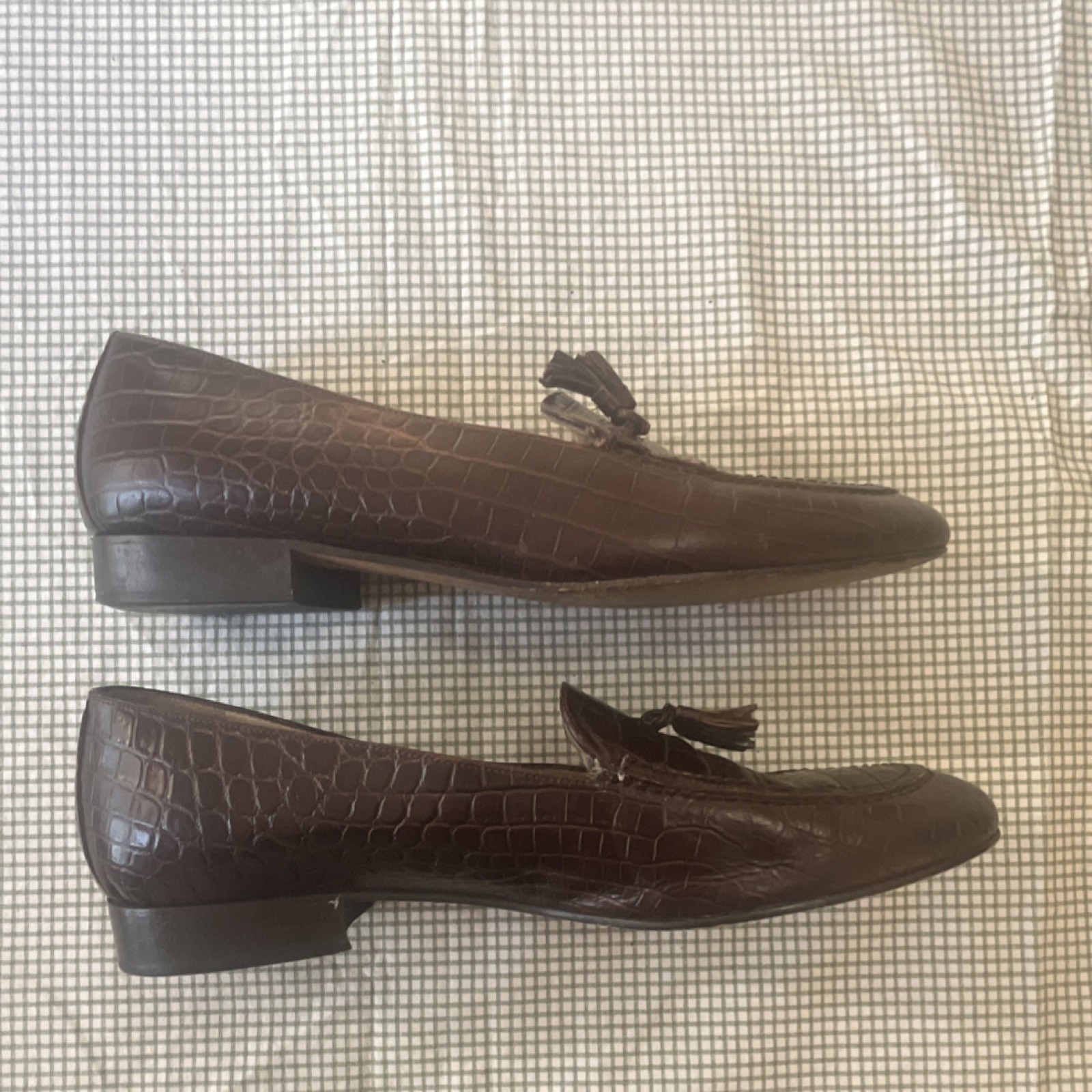 Talbots Brown Crocodile Pattern Leather Tassel Lo… - image 5