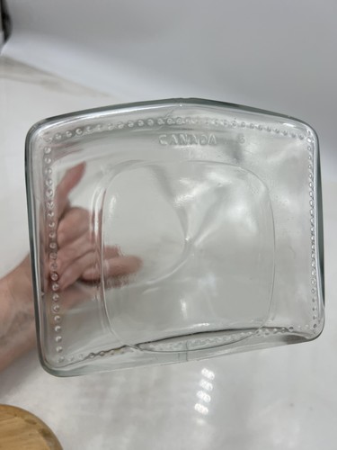 Glass Storage Jar Wood Lid Modern Geometric Square Canister Kitchen Decor - Picture 10 of 14