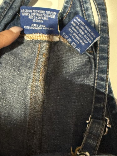 vtg 90s y2k DISNEY Winnie The Pooh Honey Rescue Crew denim overalls sz 7 - Picture 5 of 6
