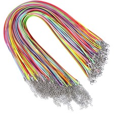 Necklace Cord, YGDZ 100pcs Waxed Cord Bulk with Clasp Multicolored