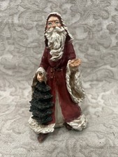 Vintage 7 Santa Holding Tree Blue Eyes