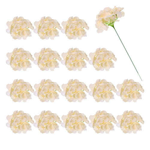 30Pcs Hydrangea Artificial Flowers, Fake Hydrangea Flowers with Stems, Champagne