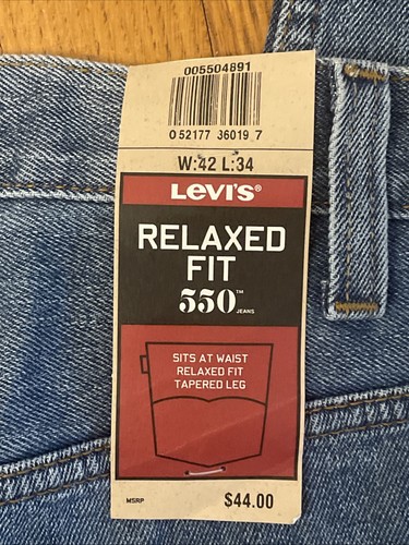 Jeans Levi's 550 relaxed gamba affusolata blu cotone denim uomo taglia 42 x 34 nuovo con etichetta - Foto 8 di 16