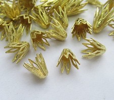 200pcs Golden Flower Bead Cap 9x9mm Raw Brass Findings DIY Craft Supplies