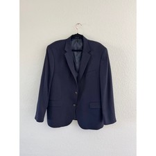JOSEPH  FEISS Mens Navy Blue Wool Classic Fit Sport Coat Blazer Jacket 44R
