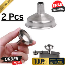 2x Stainless Steel Hip Flask Funnel Set Durable Portable Kitchen Bar Accessories