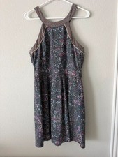 American Eagle Paisley Halter Sundress Cotton Zip Back Pockets Boho Vintage Feel
