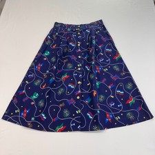 Jantzen Nautical Flag Print Midi Skirt Womens 16 Navy Blue Anchor Buttons Preppy