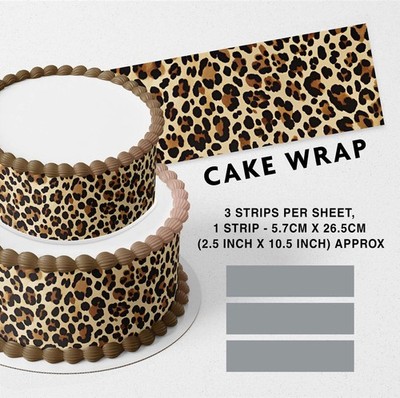 Cheetah Pattern Strip Edible Cake Topper Decoration Edible Image