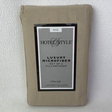 Hotel Style Set Of 2 Pillow Cases King Size 20" x 40" Luxury Microfiber Khaki