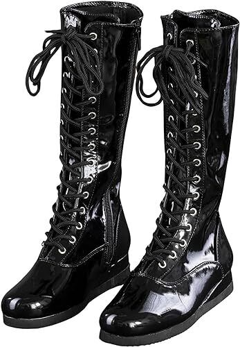 Boys Pro Wrestling Lace-Up Zipper Boots Kids Wrestler Halloween Costume Cosplay - Picture 7 of 24
