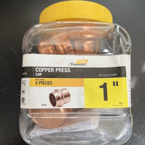 Streamline 1 in. Copper Press Pressure Tube Cap Fitting Pro Pack (5-Pack)