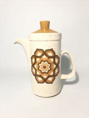 Vintage 70 s Royal Worcester Palissy KALABAR Coffee Tea Pot W/ Lid-Flower Design